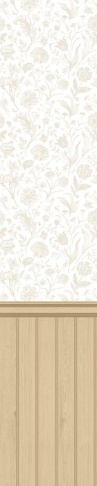 HWA1482W Tongue And Groove Floral Toile Sand Slat Walls Wallpaper by Hoopla Walls