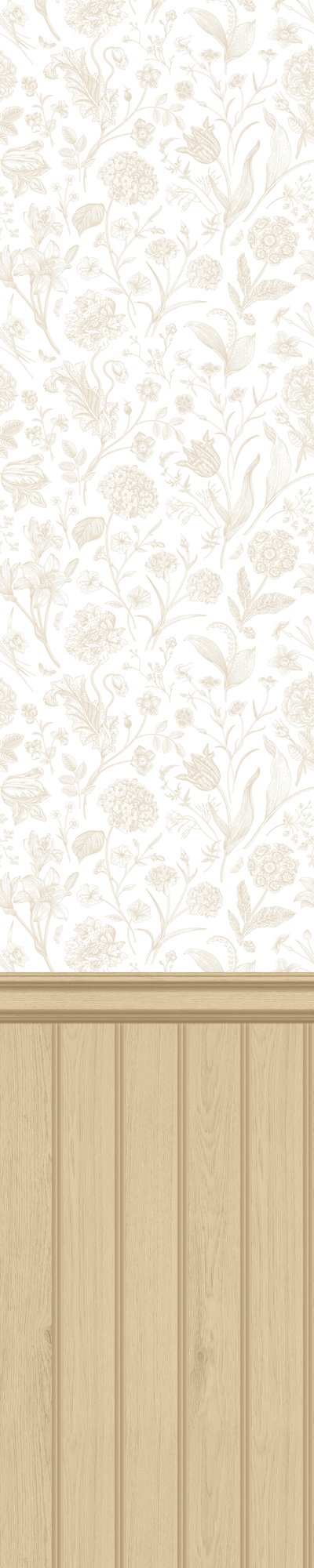 HWA1482W Tongue And Groove Floral Toile Sand Slat Walls Wallpaper by Hoopla Walls