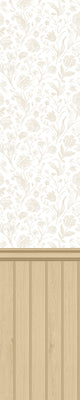 Tongue And Groove Floral Toile Sand Slat Walls Wallpaper by Hoopla Walls