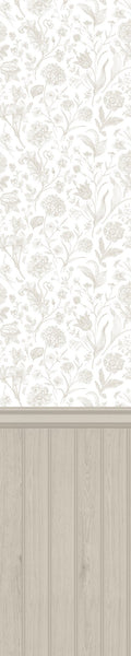 Tongue And Groove Floral Toile Stone Slat Walls Wallpaper by Hoopla Walls
