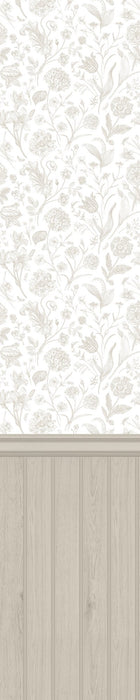 HWA1483W Tongue And Groove Floral Toile Stone Slat Walls Wallpaper by Hoopla Walls