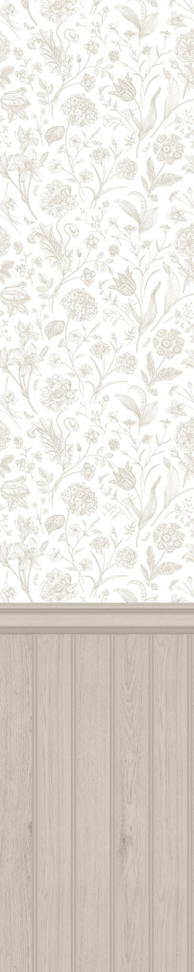 HWA1483W Tongue And Groove Floral Toile Stone Slat Walls Wallpaper by Hoopla Walls