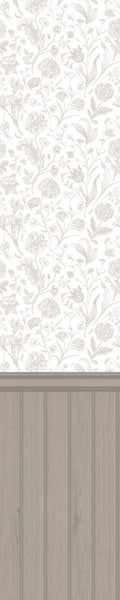 Tongue And Groove Floral Toile Mink Slat Walls Wallpaper by Hoopla Walls