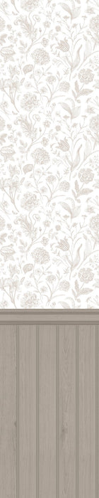 HWA1484W Tongue And Groove Floral Toile Mink Slat Walls Wallpaper by Hoopla Walls