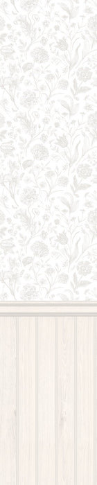 HWA1485W Tongue And Groove Floral Toile Washed White Slat Walls Wallpaper by Hoopla Walls