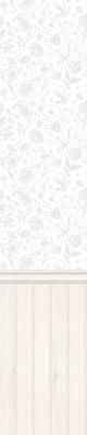 Tongue And Groove Floral Toile Washed White Slat Walls Wallpaper by Hoopla Walls