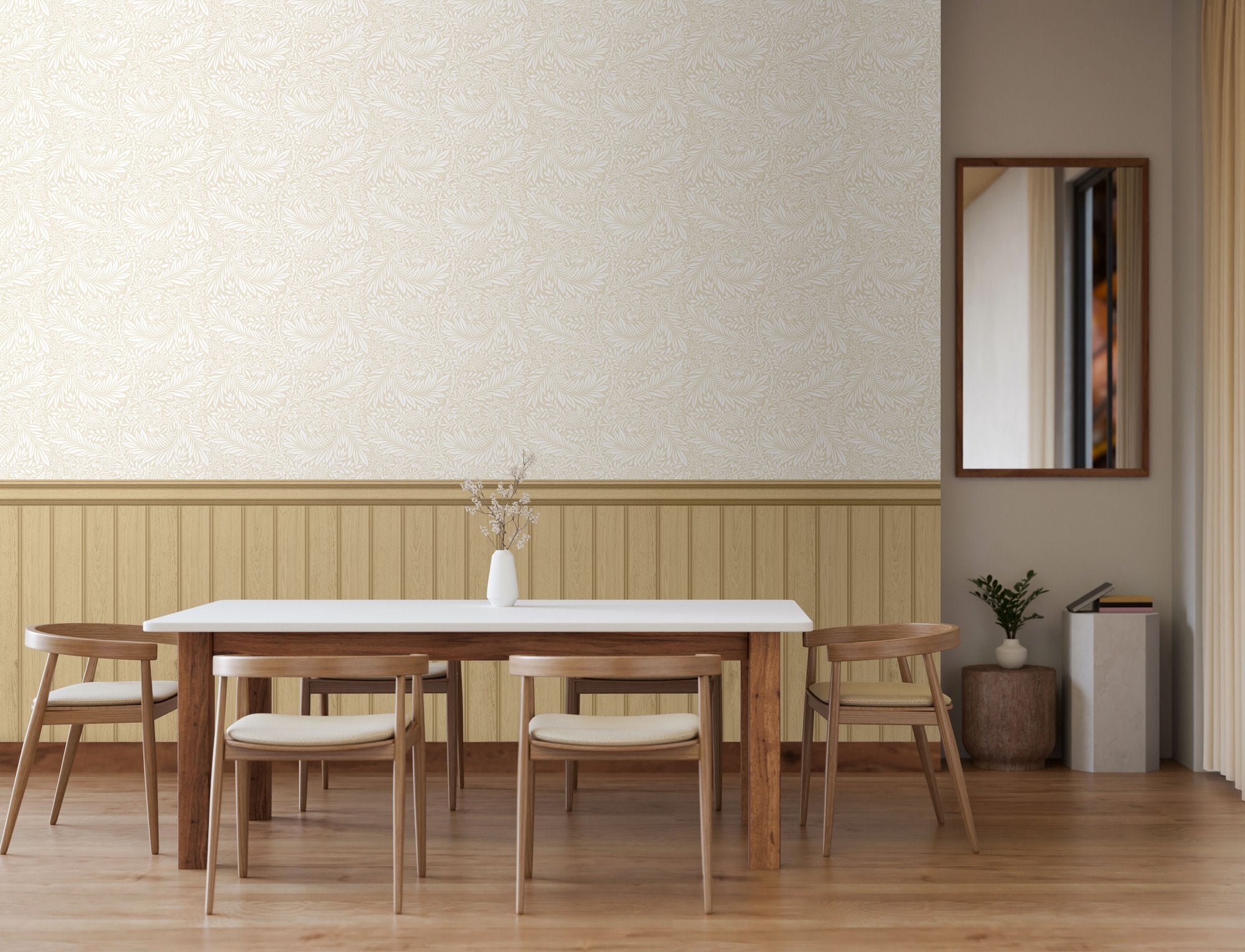 HWA1489W Tongue And Groove Fern Sand Slat Walls Wallpaper by Hoopla Walls