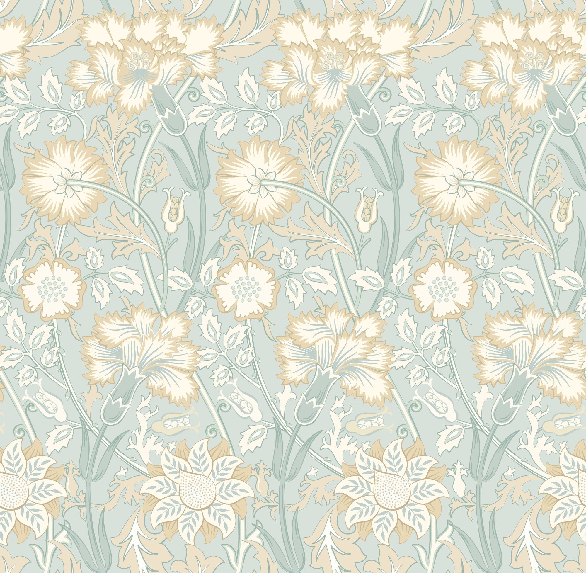 HWA1494W Iris Meadow Seafoam & Straw Eden II Wallpaper by Hoopla Walls