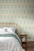 HWA1494W Iris Meadow Seafoam & Straw Eden II Wallpaper by Hoopla Walls