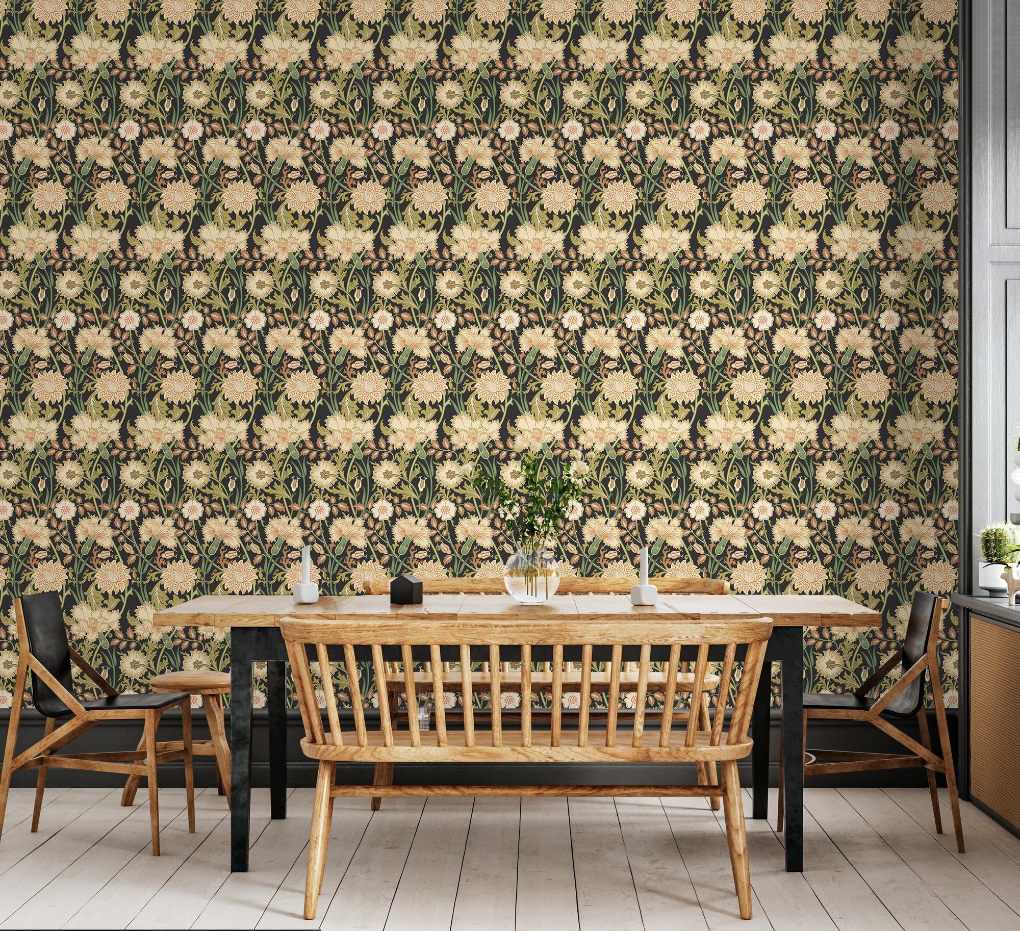 HWA1496W Iris Meadow Noir Eden II Wallpaper by Hoopla Walls