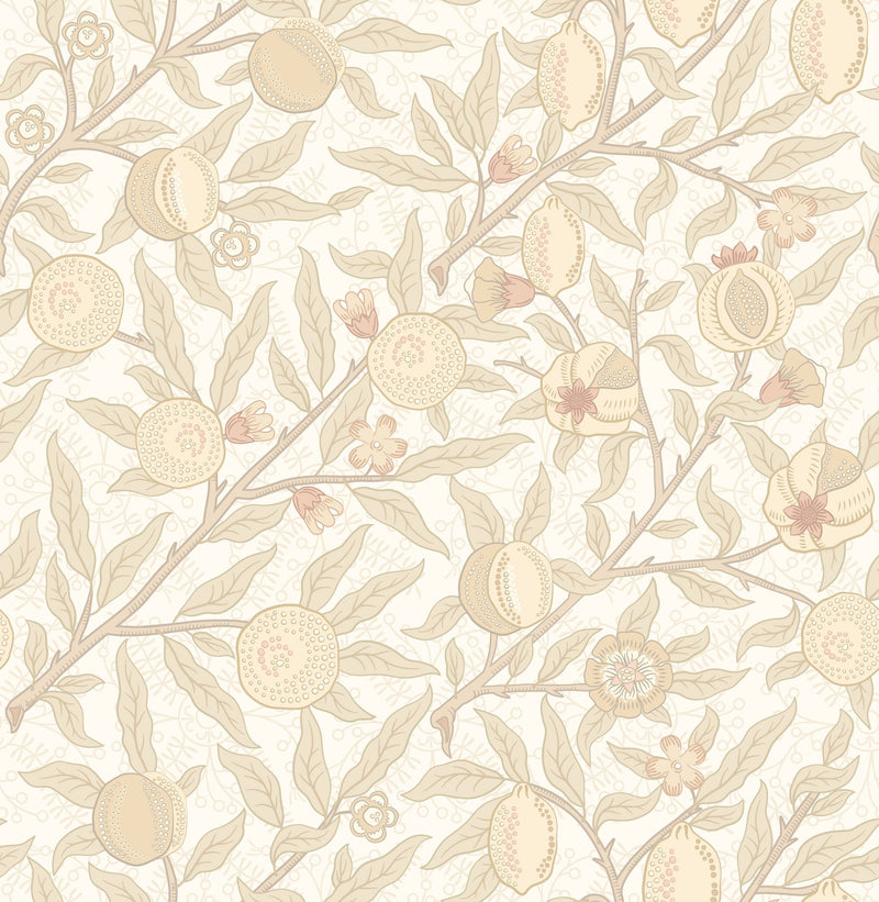 HWA1504W Fruit & Foliage Parchment Eden II Wallpaper by Hoopla Walls