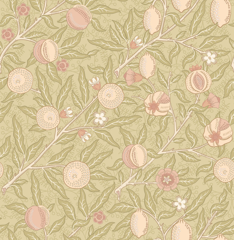 HWA1506W Fruit & Foliage Olive & Clay Eden II Wallpaper by Hoopla Walls