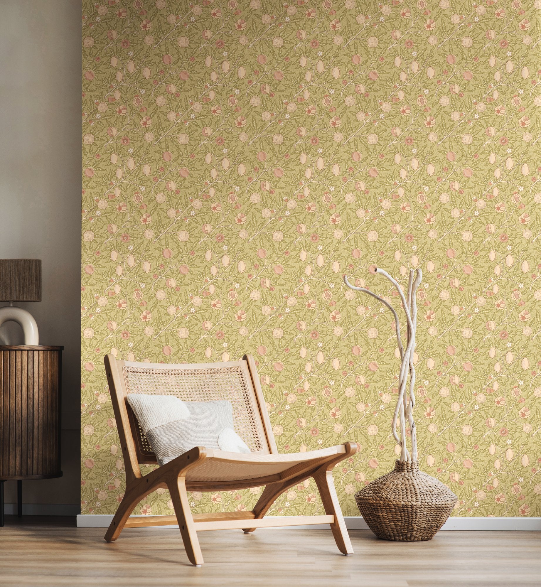 HWA1506W Fruit & Foliage Olive & Clay Eden II Wallpaper by Hoopla Walls