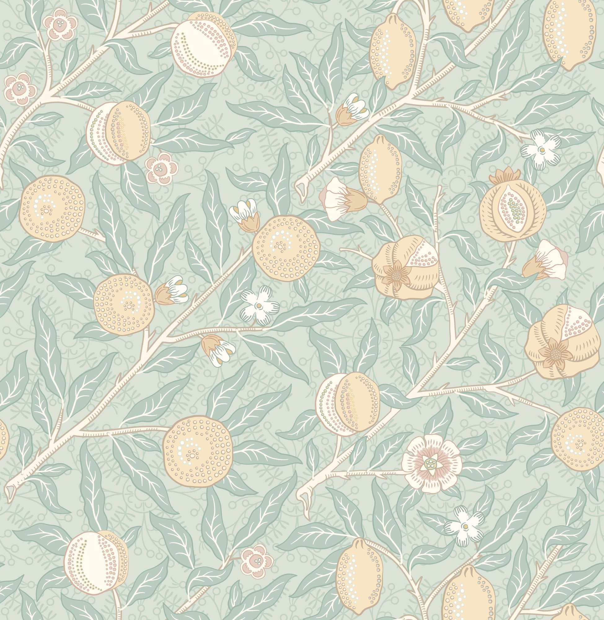 HWA1507W Fruit & Foliage Seafoam & Straw Eden II Wallpaper by Hoopla Walls