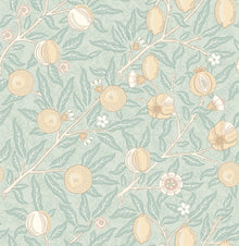 HWA1507W Fruit & Foliage Seafoam & Straw Eden II Wallpaper by Hoopla Walls