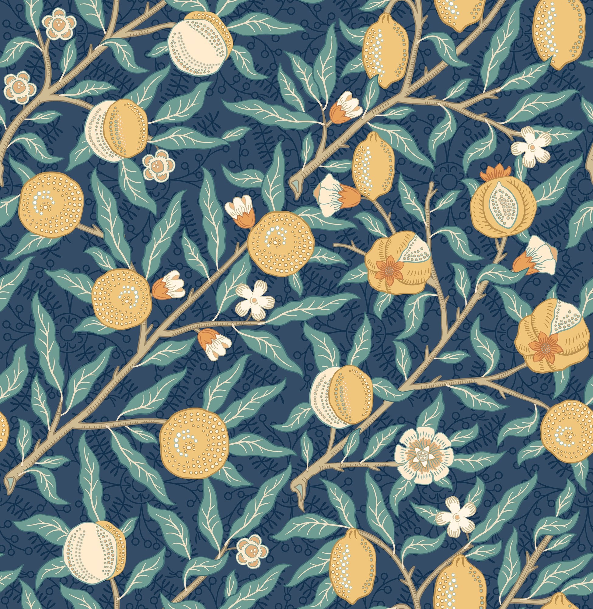 HWA1508W Fruit & Foliage Ink & Gold Eden II Wallpaper by Hoopla Walls