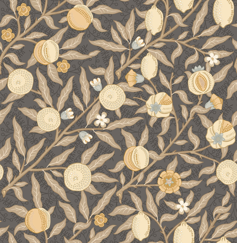 HWA1509W Fruit & Foliage Coffee Eden II Wallpaper by Hoopla Walls