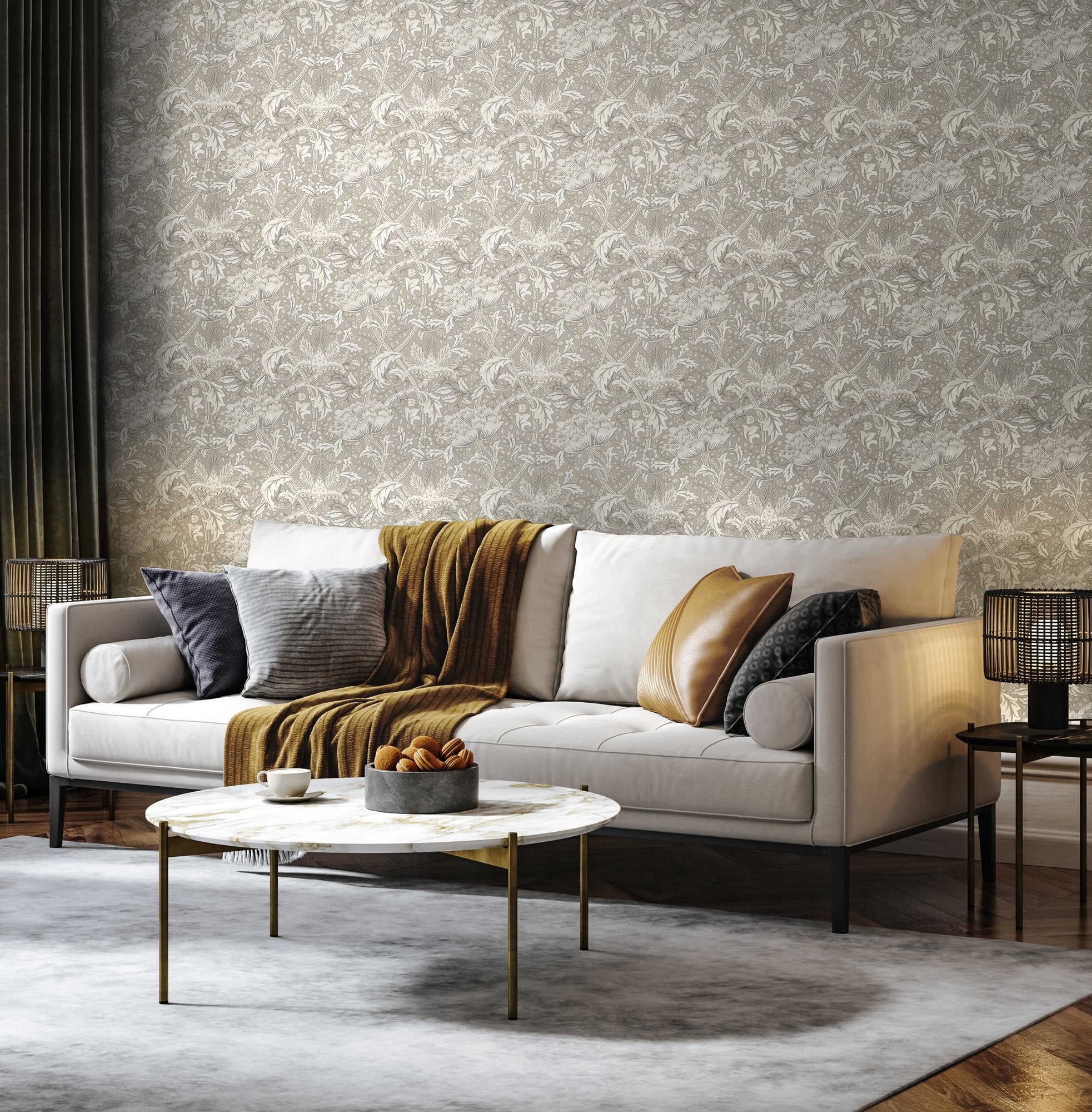 HWA1511W Cotswold Trail Dove Grey Eden II Wallpaper by Hoopla Walls