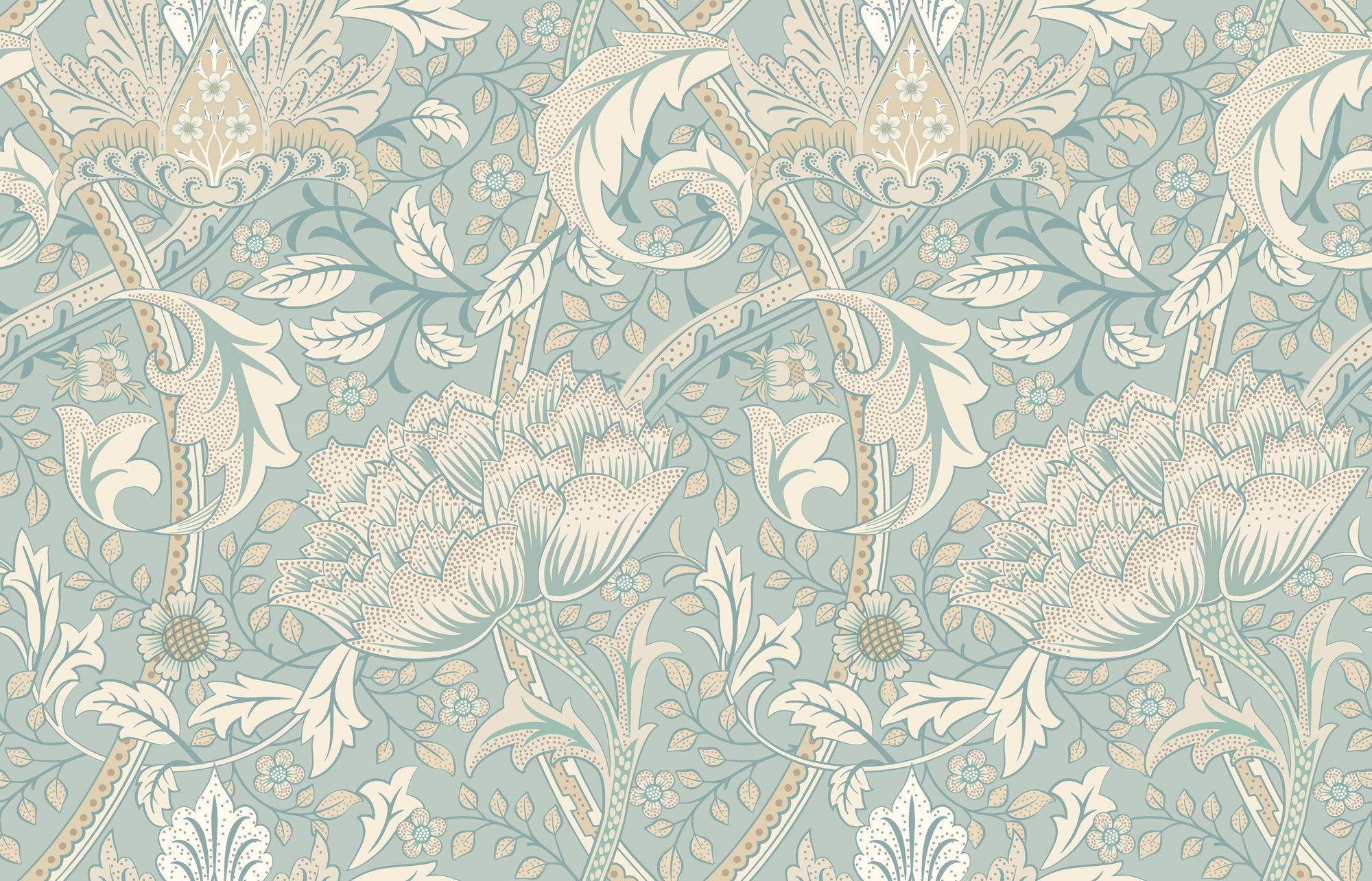 HWA1513W Cotswold Trail Soft Petrol Eden II Wallpaper by Hoopla Walls