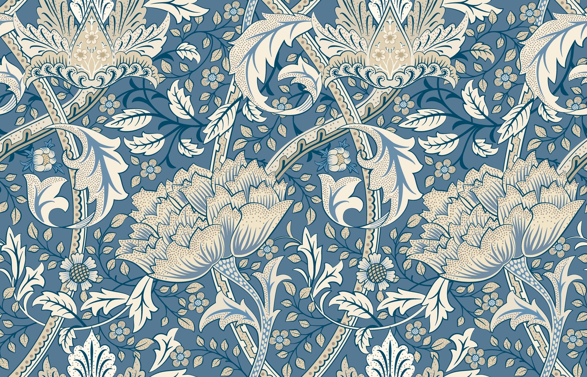HWA1514W Cotswold Trail Dark Denim Eden II Wallpaper by Hoopla Walls