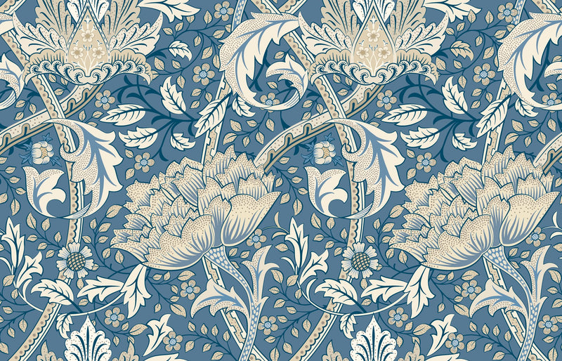 HWA1514W Cotswold Trail Dark Denim Eden II Wallpaper by Hoopla Walls