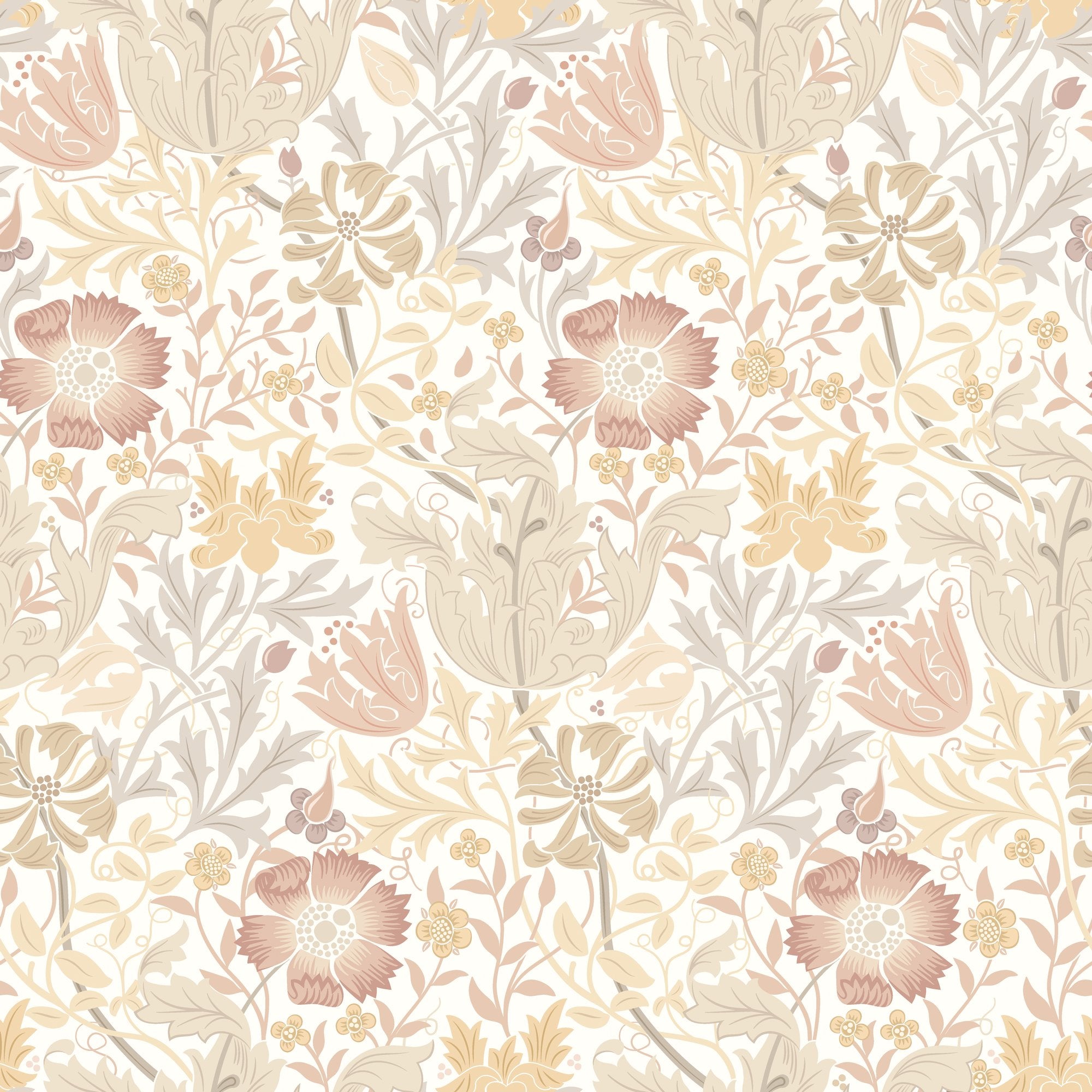 HWA1515W Honeysuckle & Tulip Warm Natural Eden II Wallpaper by Hoopla Walls