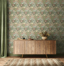 HWA1517W Honeysuckle & Tulip Sage & Mocha Eden II Wallpaper by Hoopla Walls