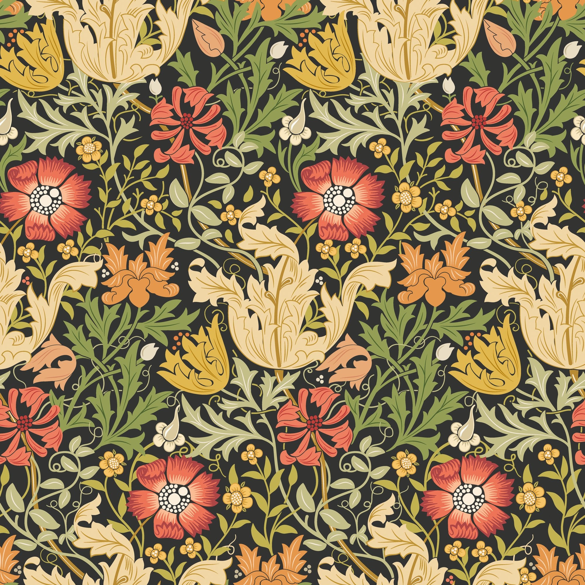 HWA1519W Honeysuckle & Tulip Midnight Forest Eden II Wallpaper by Hoopla Walls