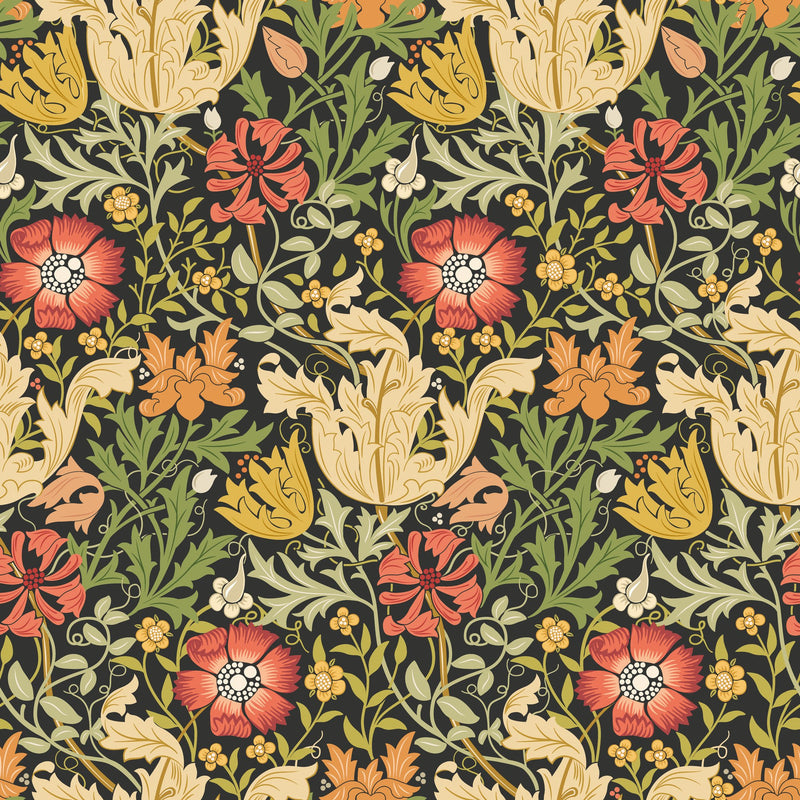 HWA1519W Honeysuckle & Tulip Midnight Forest Eden II Wallpaper by Hoopla Walls