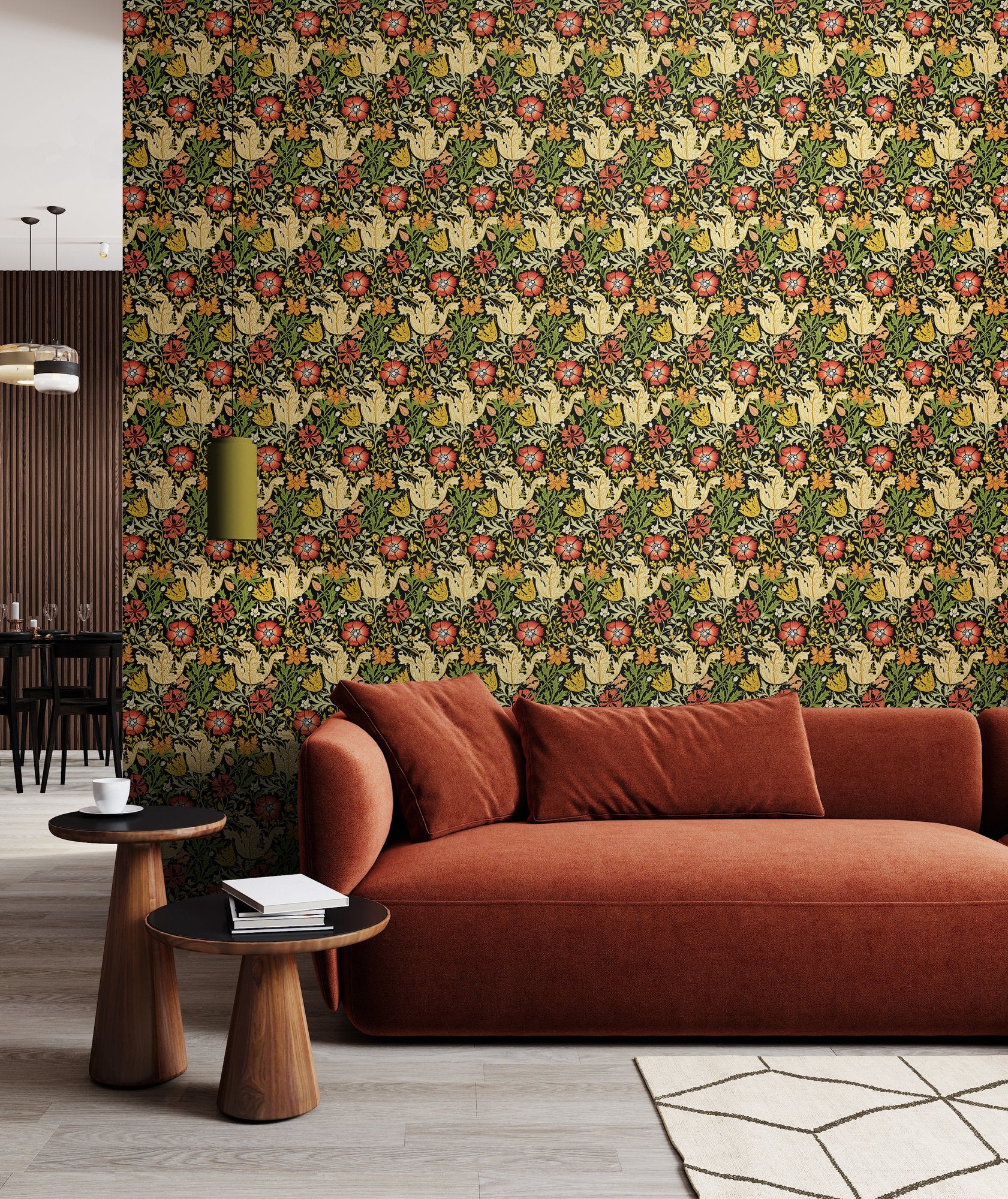 HWA1519W Honeysuckle & Tulip Midnight Forest Eden II Wallpaper by Hoopla Walls