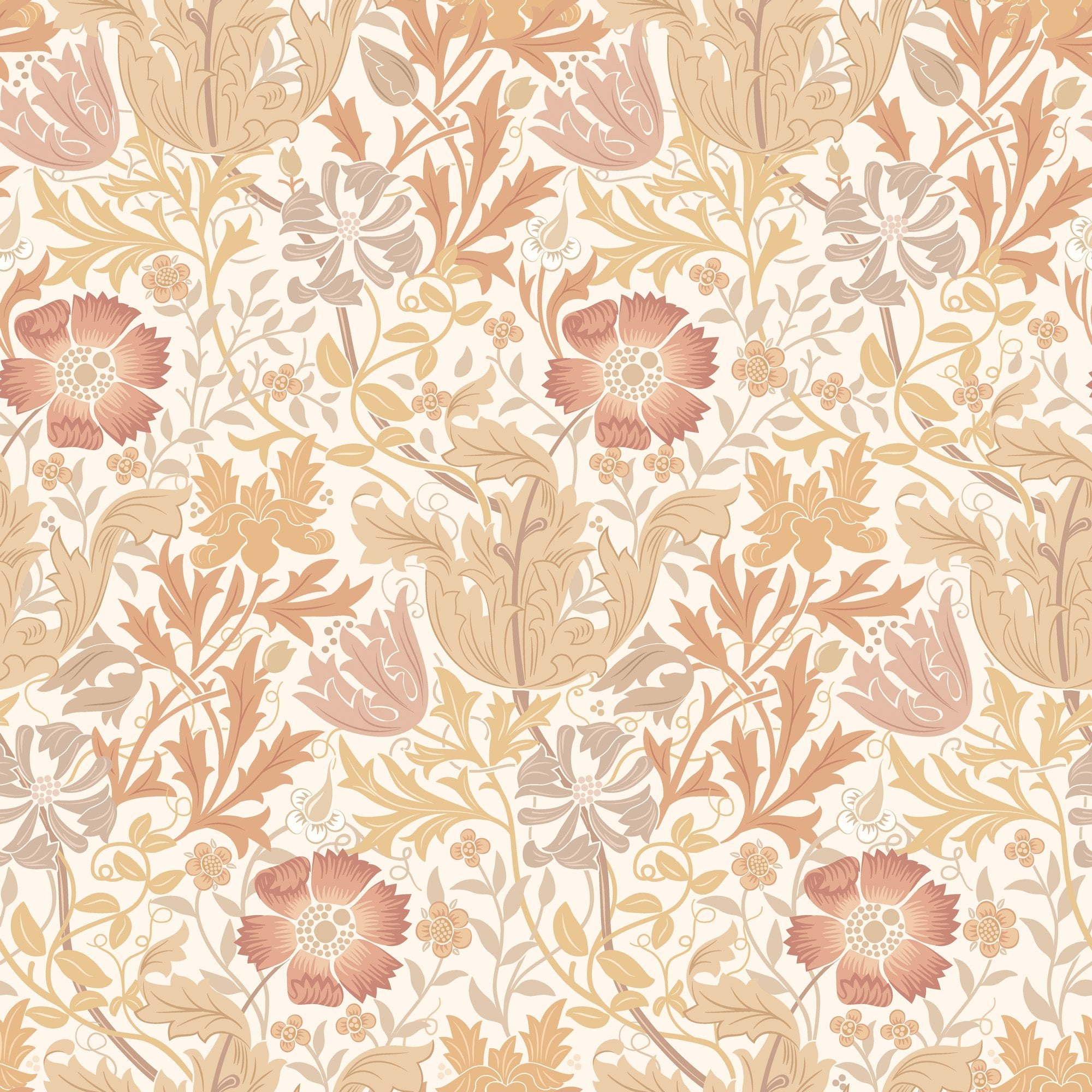HWA1520W Honeysuckle & Tulip Terracotta Eden II Wallpaper by Hoopla Walls