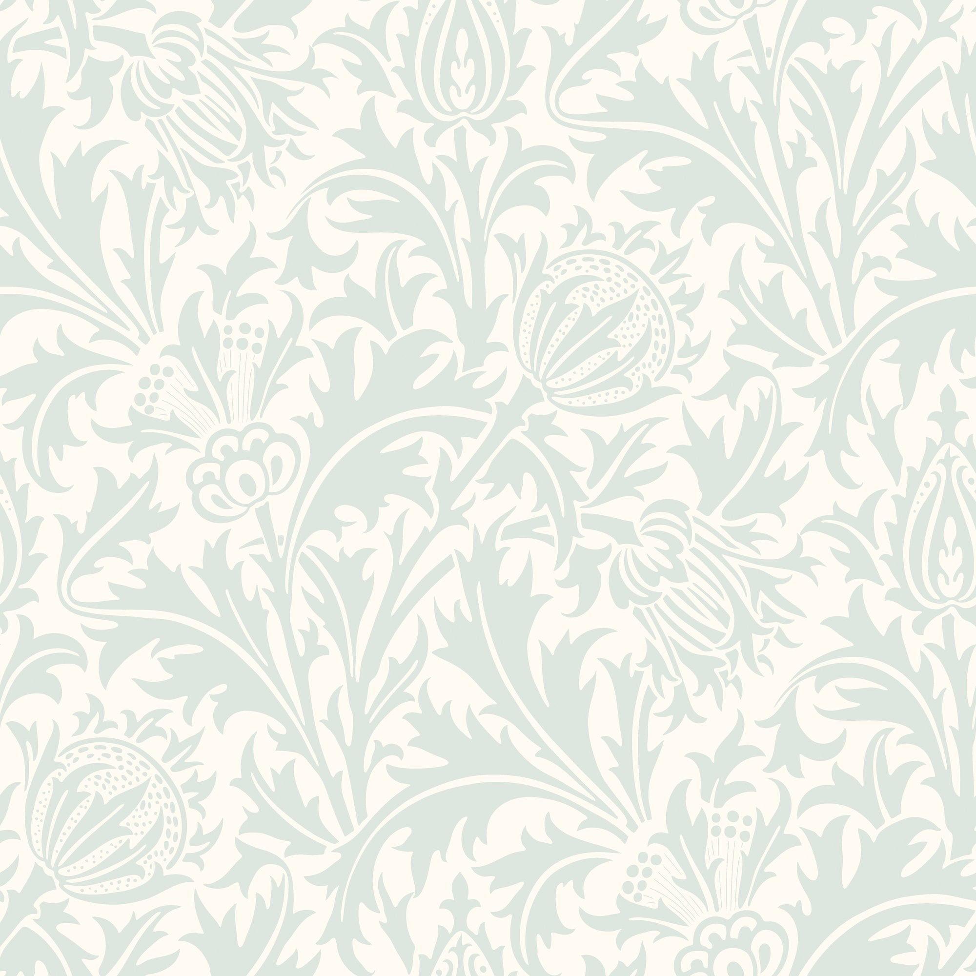 HWA1522W Thistle Damask Duck Egg Eden II Wallpaper by Hoopla Walls