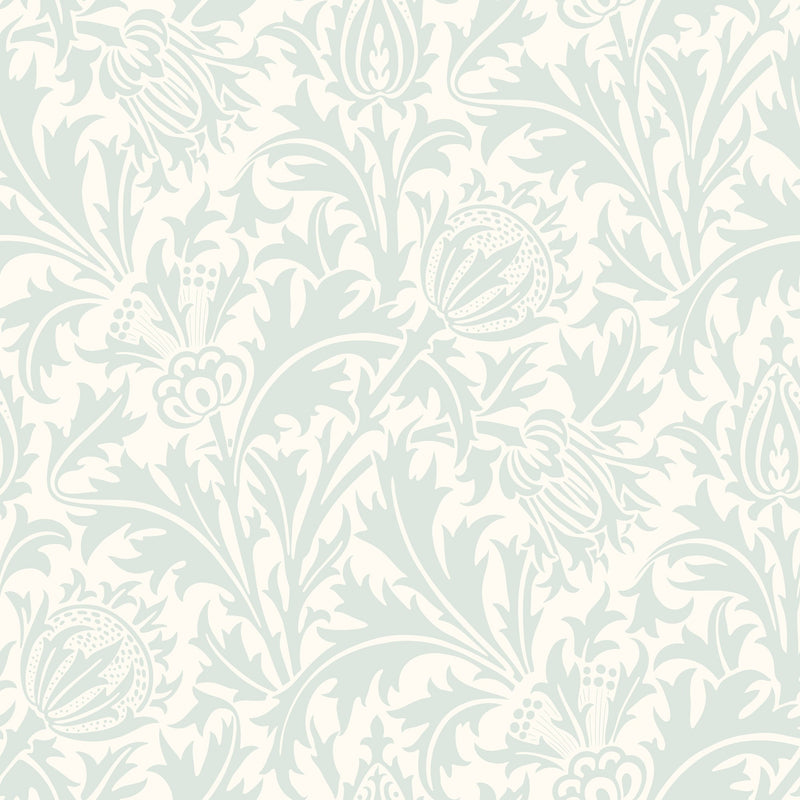 HWA1522W Thistle Damask Duck Egg Eden II Wallpaper by Hoopla Walls
