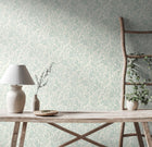 HWA1522W Thistle Damask Duck Egg Eden II Wallpaper by Hoopla Walls