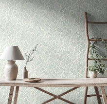 HWA1522W Thistle Damask Duck Egg Eden II Wallpaper by Hoopla Walls