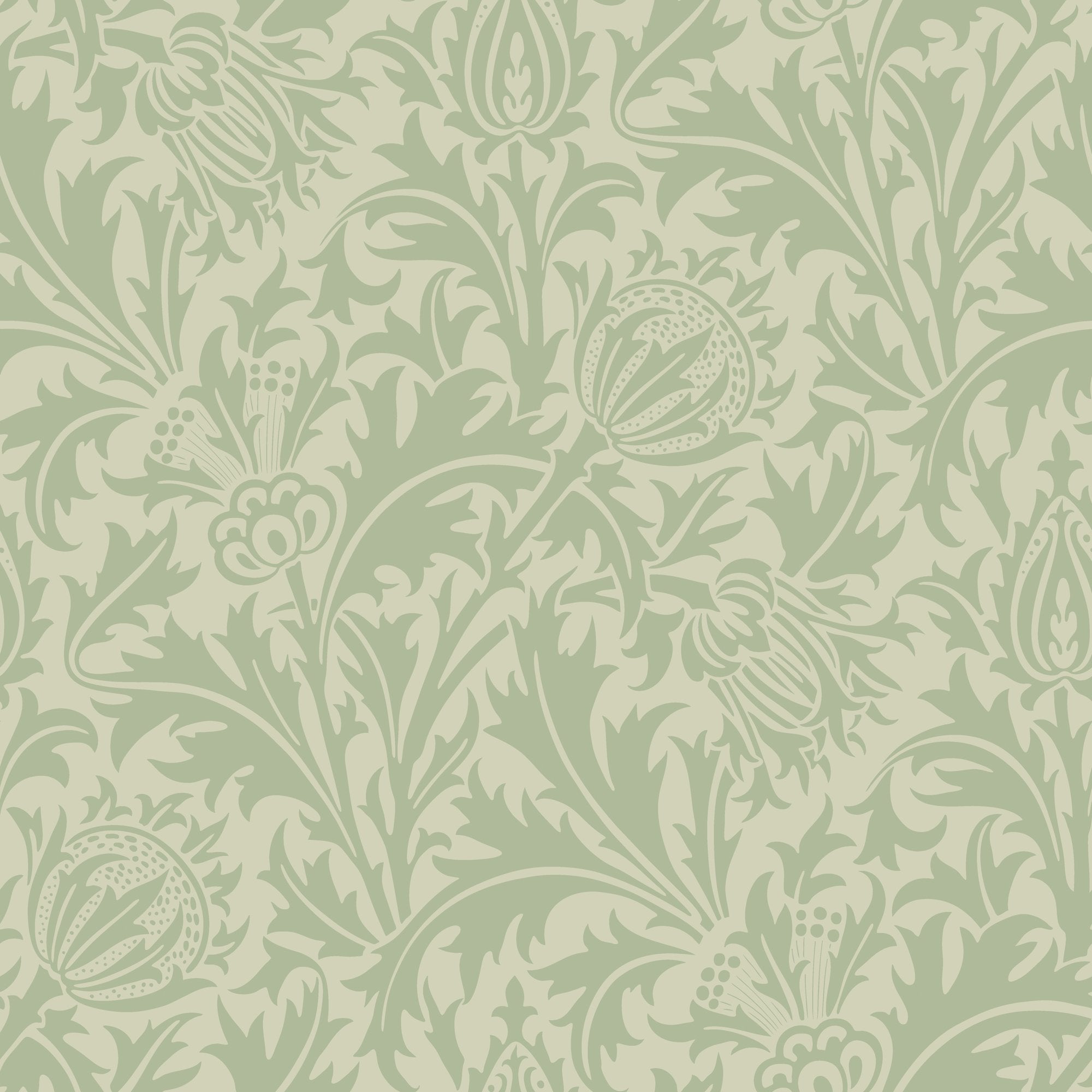 HWA1524W Thistle Damask Sage Eden II Wallpaper by Hoopla Walls