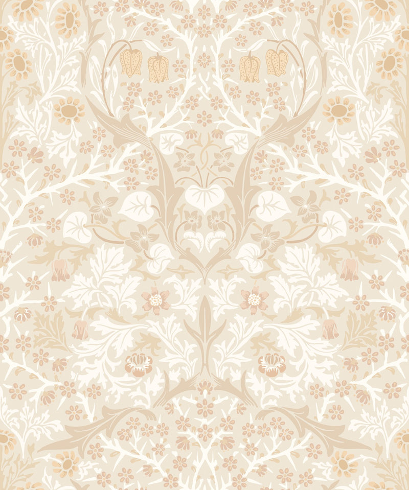 HWA1526W Blackthorn Damask Linen Mix Eden II Wallpaper by Hoopla Walls