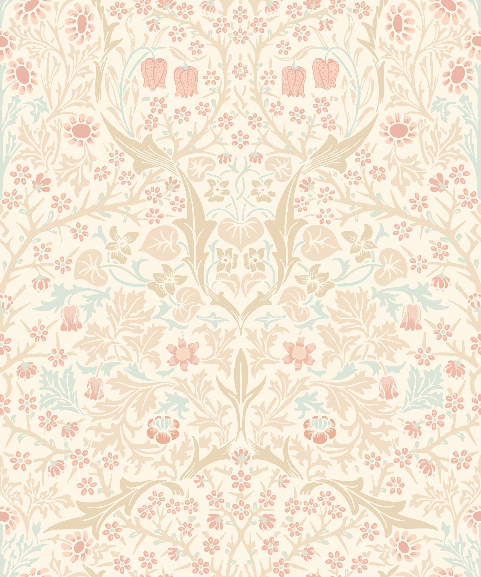 HWA1527W Blackthorn Damask Soft Coral & Straw Eden II Wallpaper by Hoopla Walls