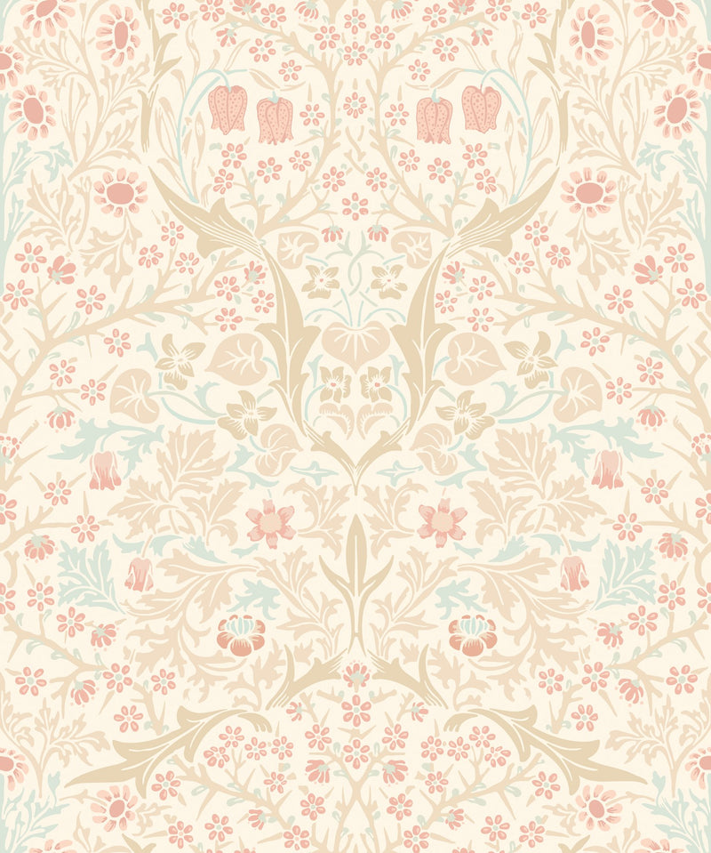 HWA1527W Blackthorn Damask Soft Coral & Straw Eden II Wallpaper by Hoopla Walls