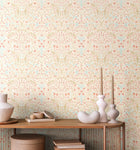 HWA1527W Blackthorn Damask Soft Coral & Straw Eden II Wallpaper by Hoopla Walls