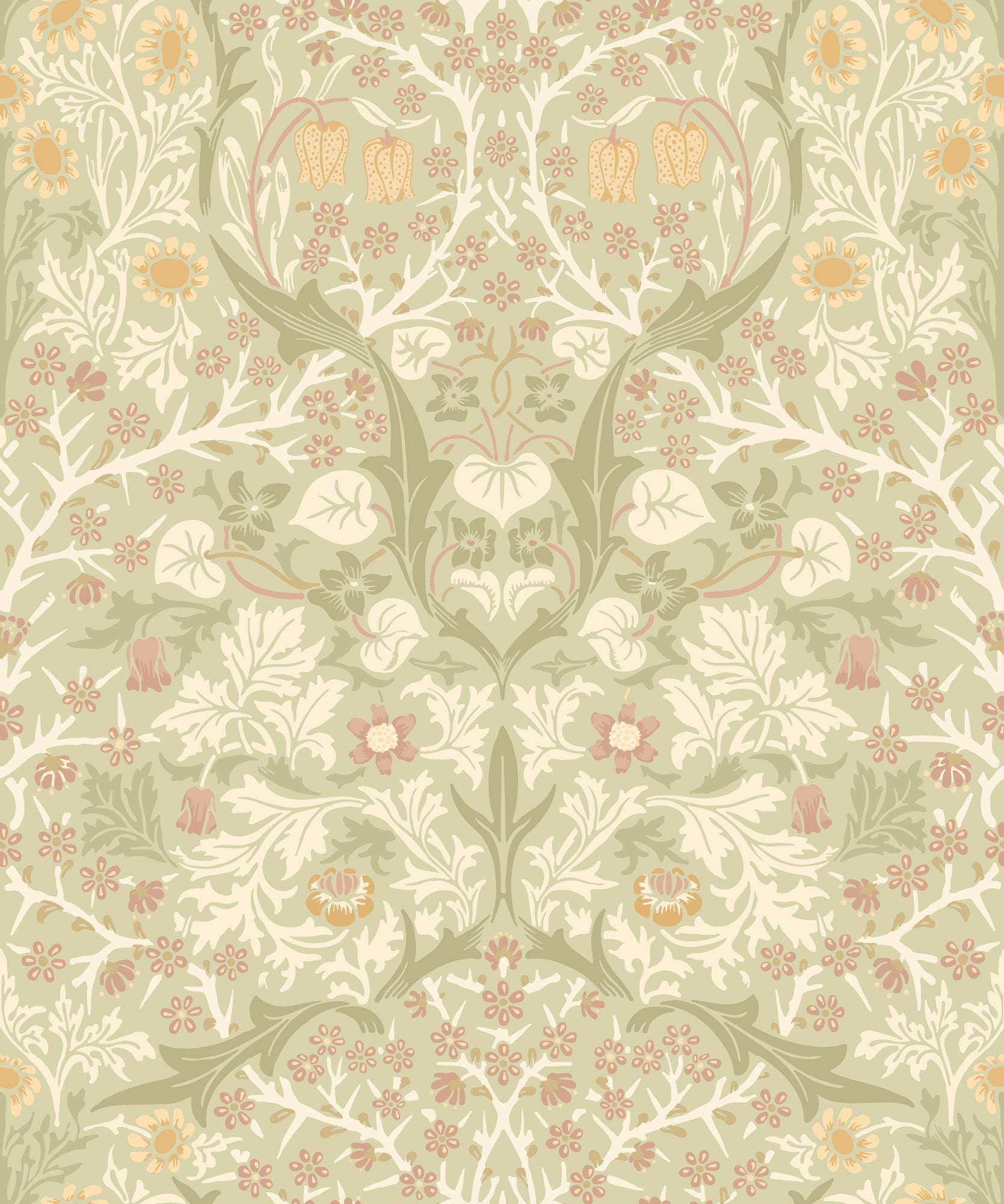 HWA1529W Blackthorn Damask Olive & Clay Eden II Wallpaper by Hoopla Walls