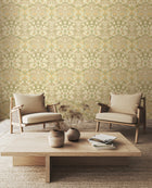 HWA1529W Blackthorn Damask Olive & Clay Eden II Wallpaper by Hoopla Walls