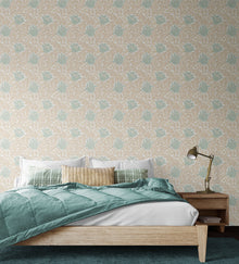 HWA1531W Tulip Trail Duck Egg Eden II Wallpaper by Hoopla Walls