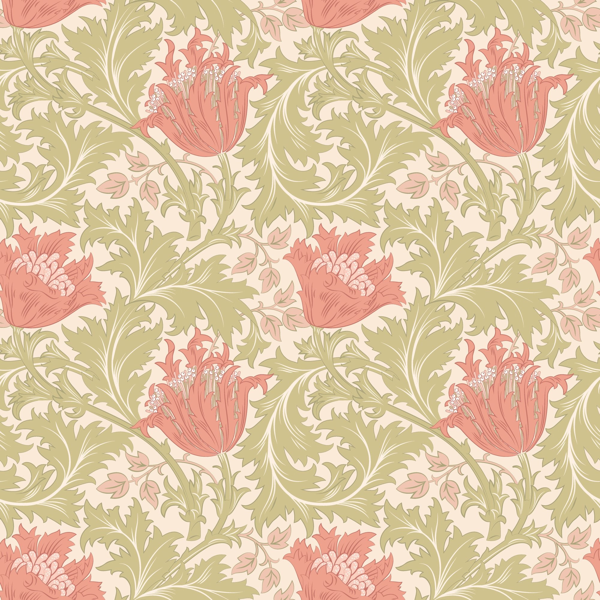 HWA1534W Tulip Trail Coral Eden II Wallpaper by Hoopla Walls