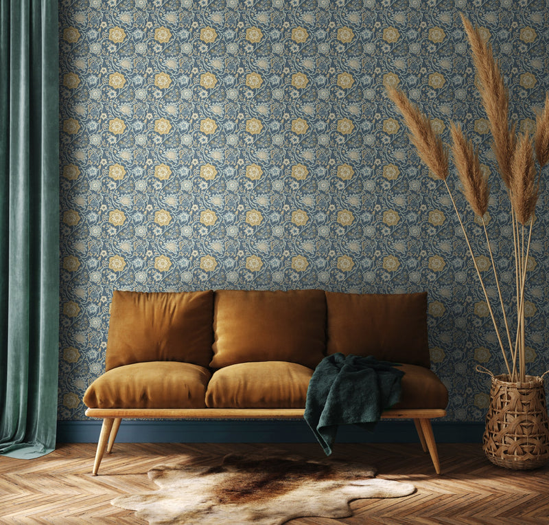 Arden Trail Navy New Heritage Wallpaper by Hoopla Walls