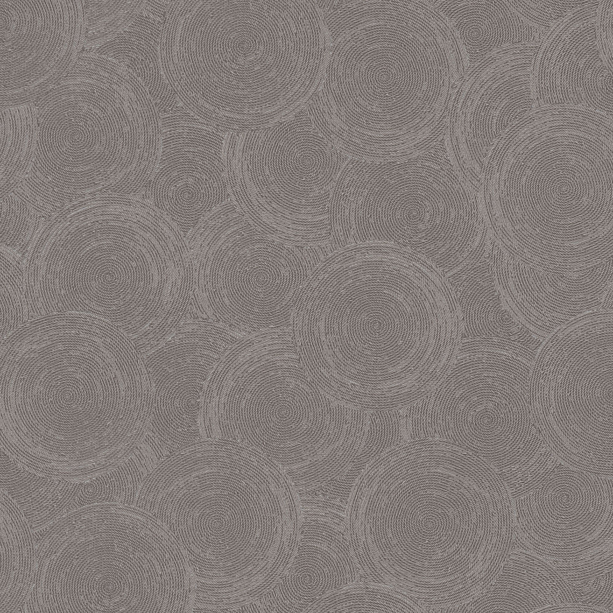 Stone Circles Motif Bronze Brown and Silver Grey Hygge Home Wallpaper by Galerie