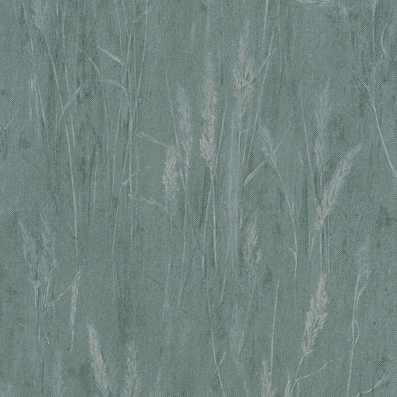 Meadow Stems Motif Green and Silver Grey Hygge Home Wallpaper by Galerie