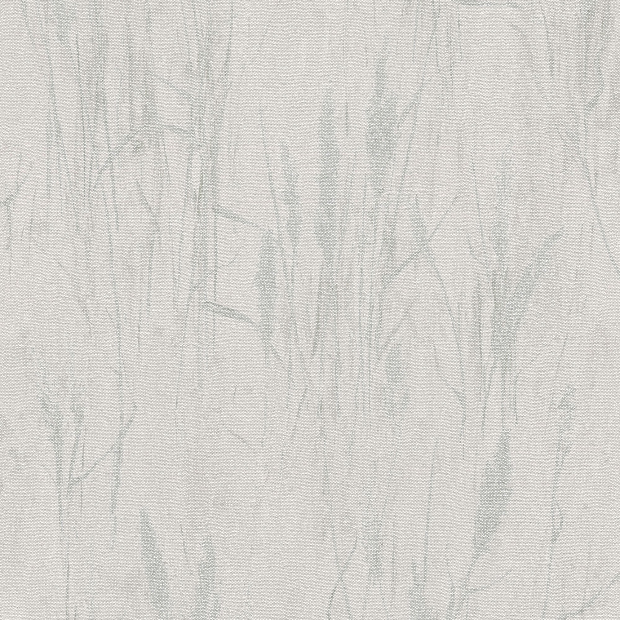 Meadow Stems Motif Beige and Silver Grey Hygge Home Wallpaper by Galerie