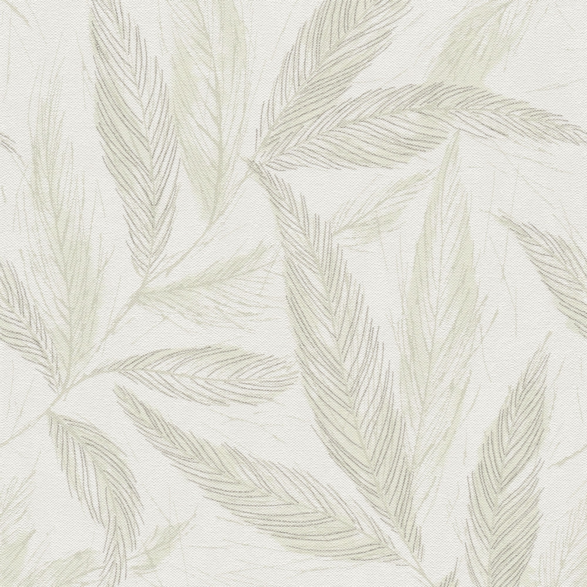 Fern Weave Motif Green and Cream Hygge Home Wallpaper by Galerie