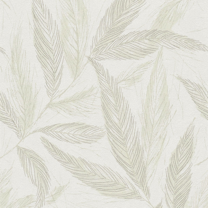 Fern Weave Motif Green and Cream Hygge Home Wallpaper by Galerie